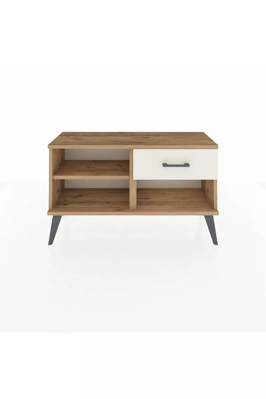 Commode Arges avec une étagère et un tiroir en pin-pin / quartz