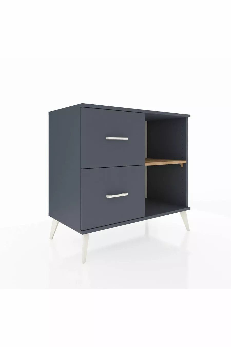 Commode Hyperion à une étagère et 2 tiroirs Anthracite-Sapin/Anthracite