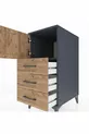 Kronos Table de chevet avec une étagère, 3 tiroirs et une porte, Anthracite-Pin