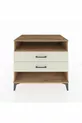 Commode Kronos à une étagère et 2 tiroirs en pin et pierre de lave