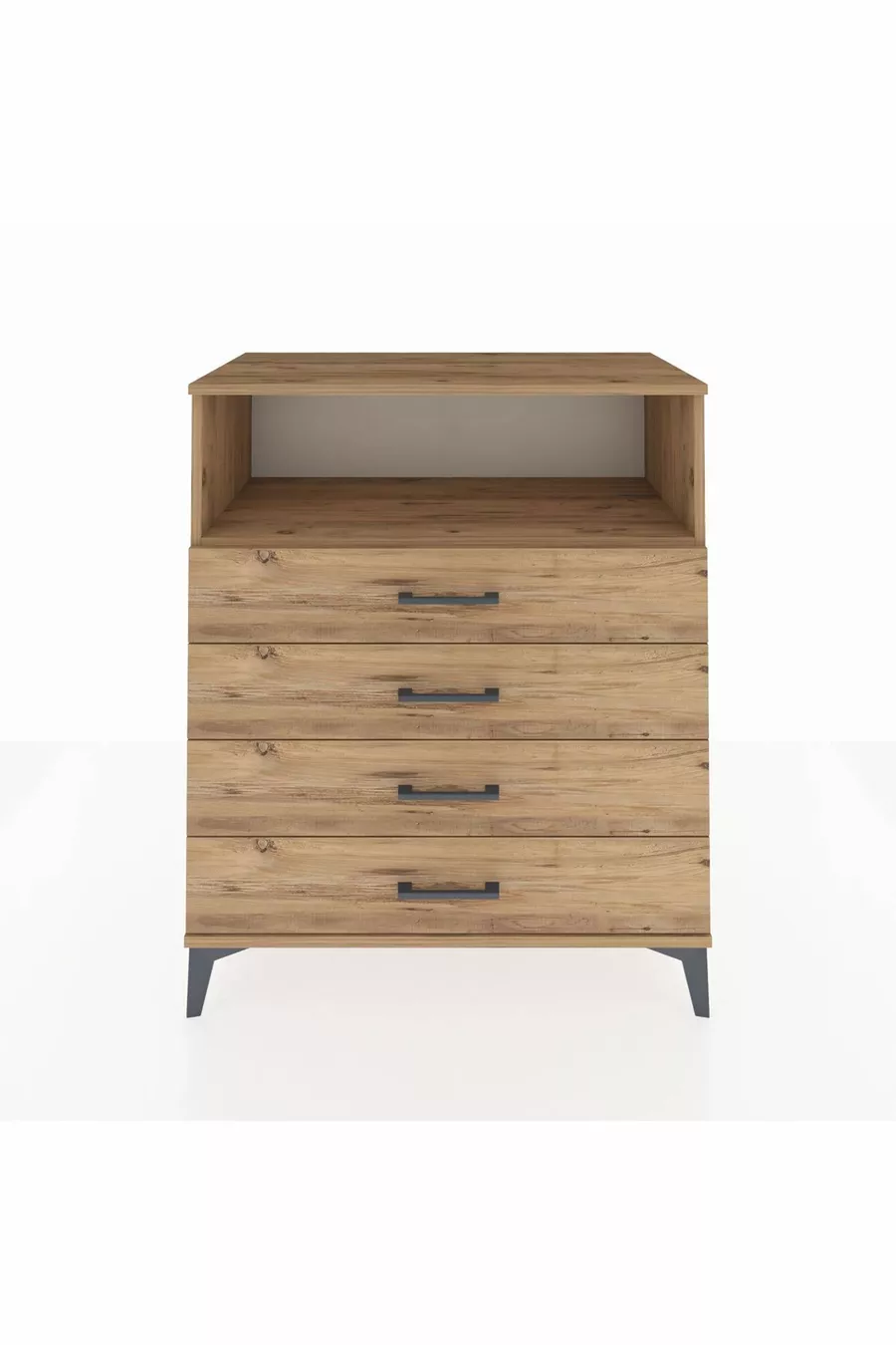 Commode Hyperion à un seul étagère et 4 tiroirs en pin-pin