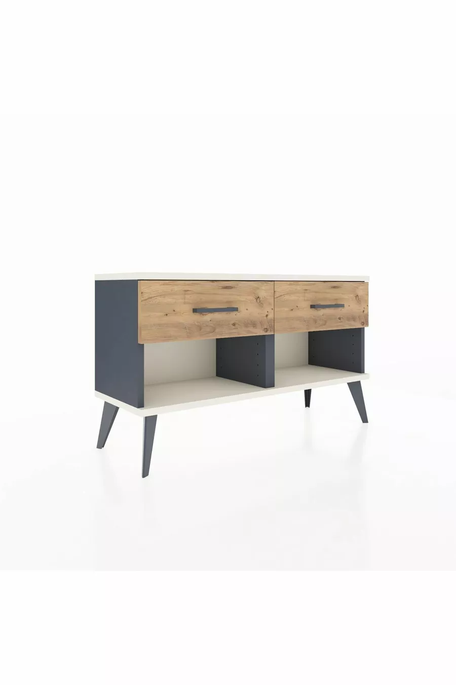 Commode Arges 2 Tiroirs Anthracite-Pierre de Lune/Pin