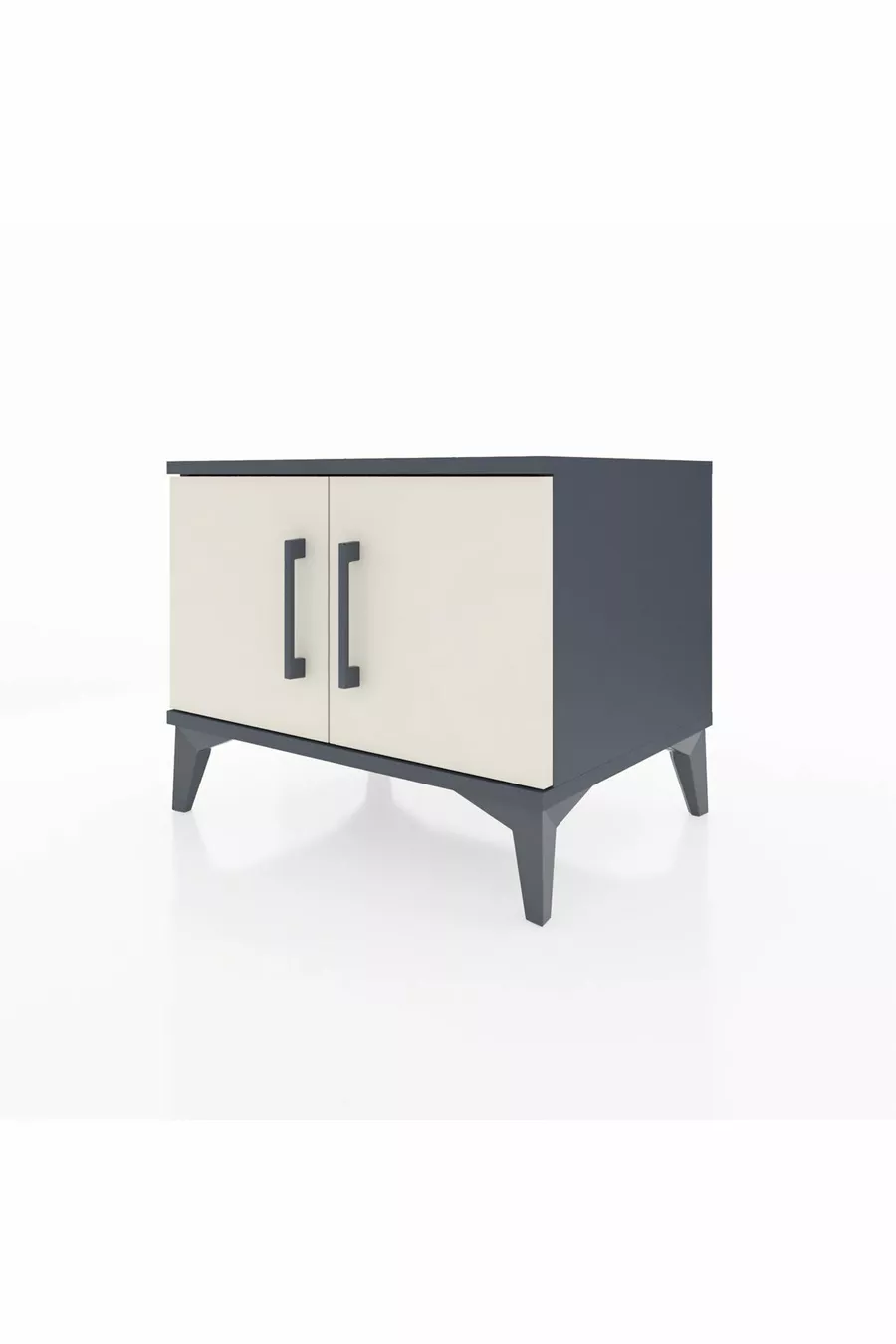 Table de chevet Hyperion à une étagère et deux portes Anthracite-Pierre de lune