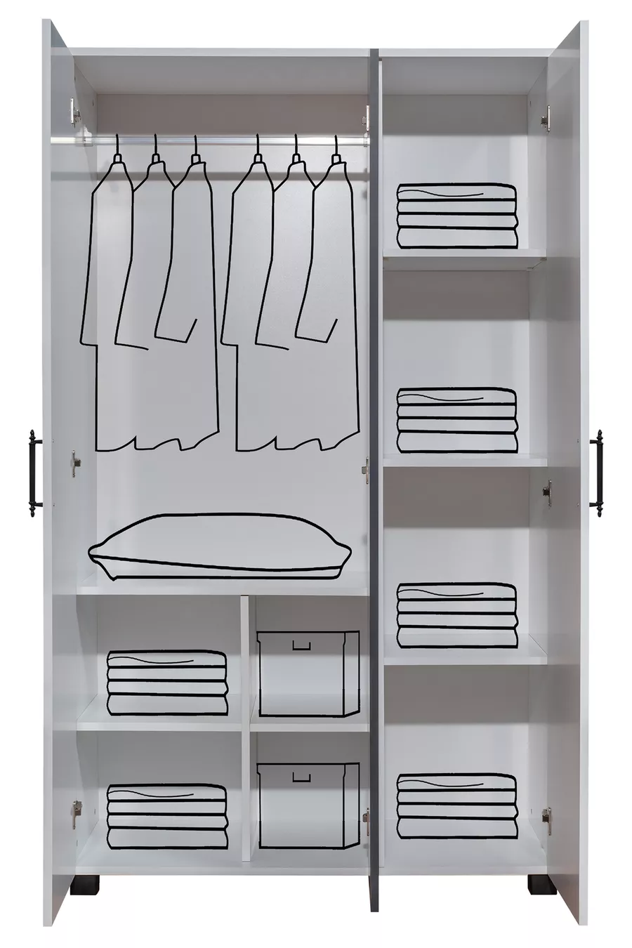 Lits superposés, lits superposés Aura avec lit, armoire à 3 portes + 2 matelas Comfort