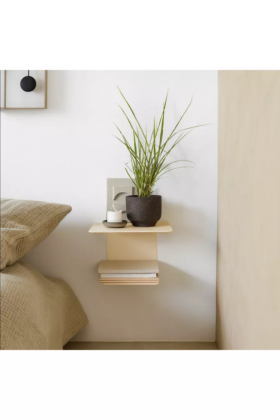 Table de chevet Vare Metal, table de chevet moderne, étagère d'accessoires, table de chevet avec étagère