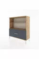 Commode Arges 2 étagères 1 tiroir Pin-Anthracite
