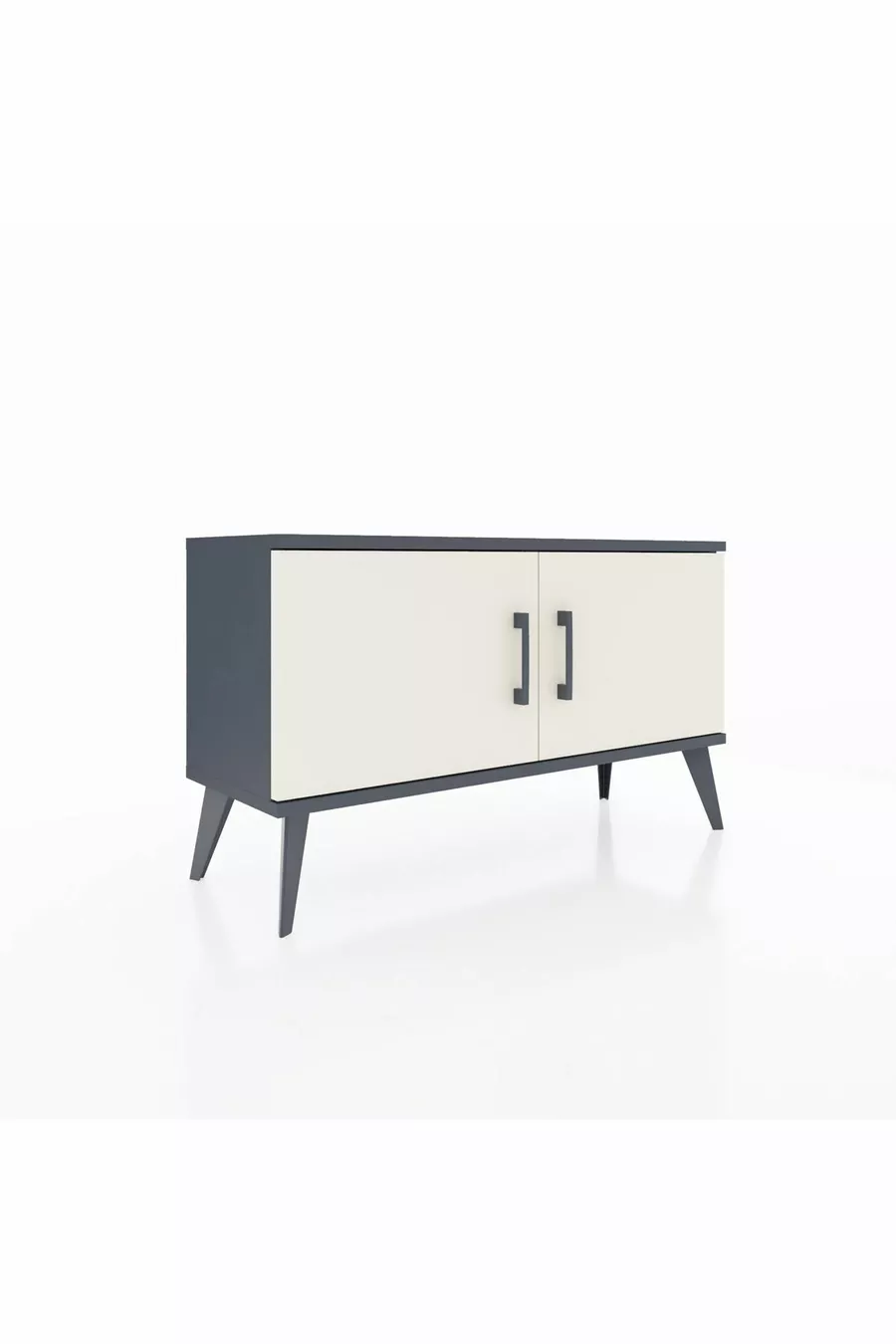 Commode Arges 2 étagères 2 portes Anthracite-Pierre de lune/Sapin