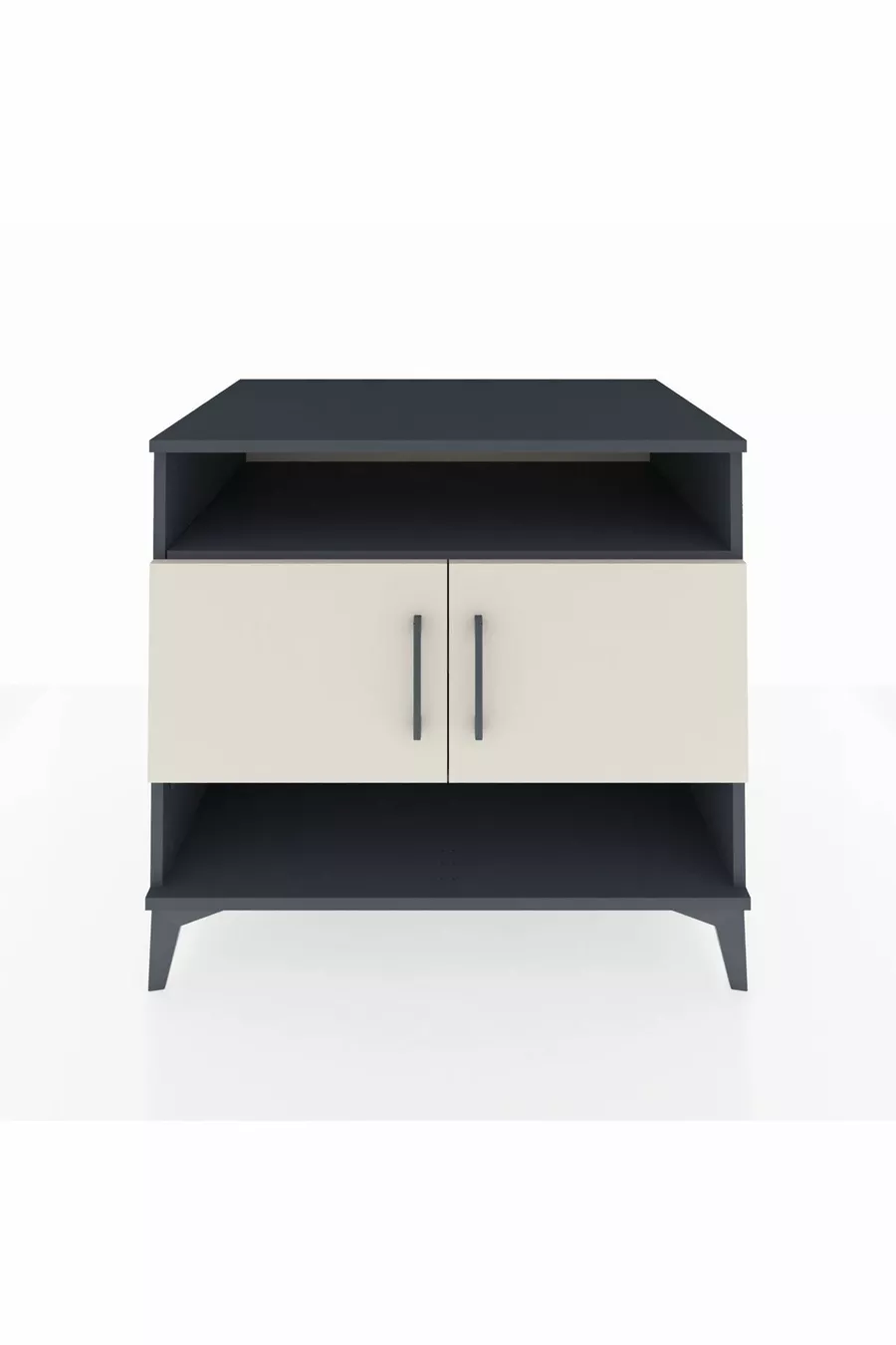 Commode Kronos 3 étagères 2 portes Anthracite-Pierre de lune