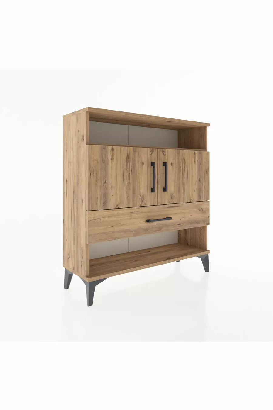 Commode Arges 3 étagères, 1 tiroir, 2 portes, pin-pin
