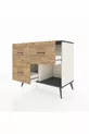 Commode Hyperion 3 tiroirs Pierre de lune-Anthracite/Sapin