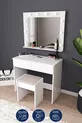 Coiffeuse avec miroir et éclairage LED, tabouret, tiroirs compartimentés pour cosmétiques