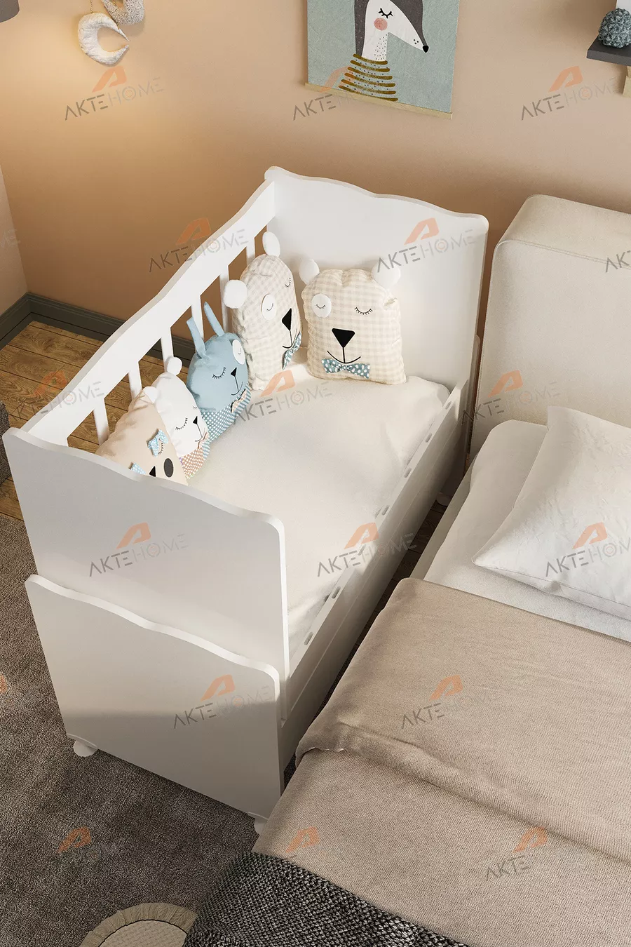 Berceau à bascule avec tiroir pour maman – Modèle blanc, confortable et sûr