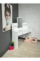 Coiffeuse avec miroir, table de toilette avec 2 tiroirs, organiseur de bijoux et étagère, blanc, cm