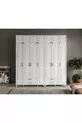 Armoire blanche complète en MDF avec 7 portes et penderie Gözde, montage gratuit