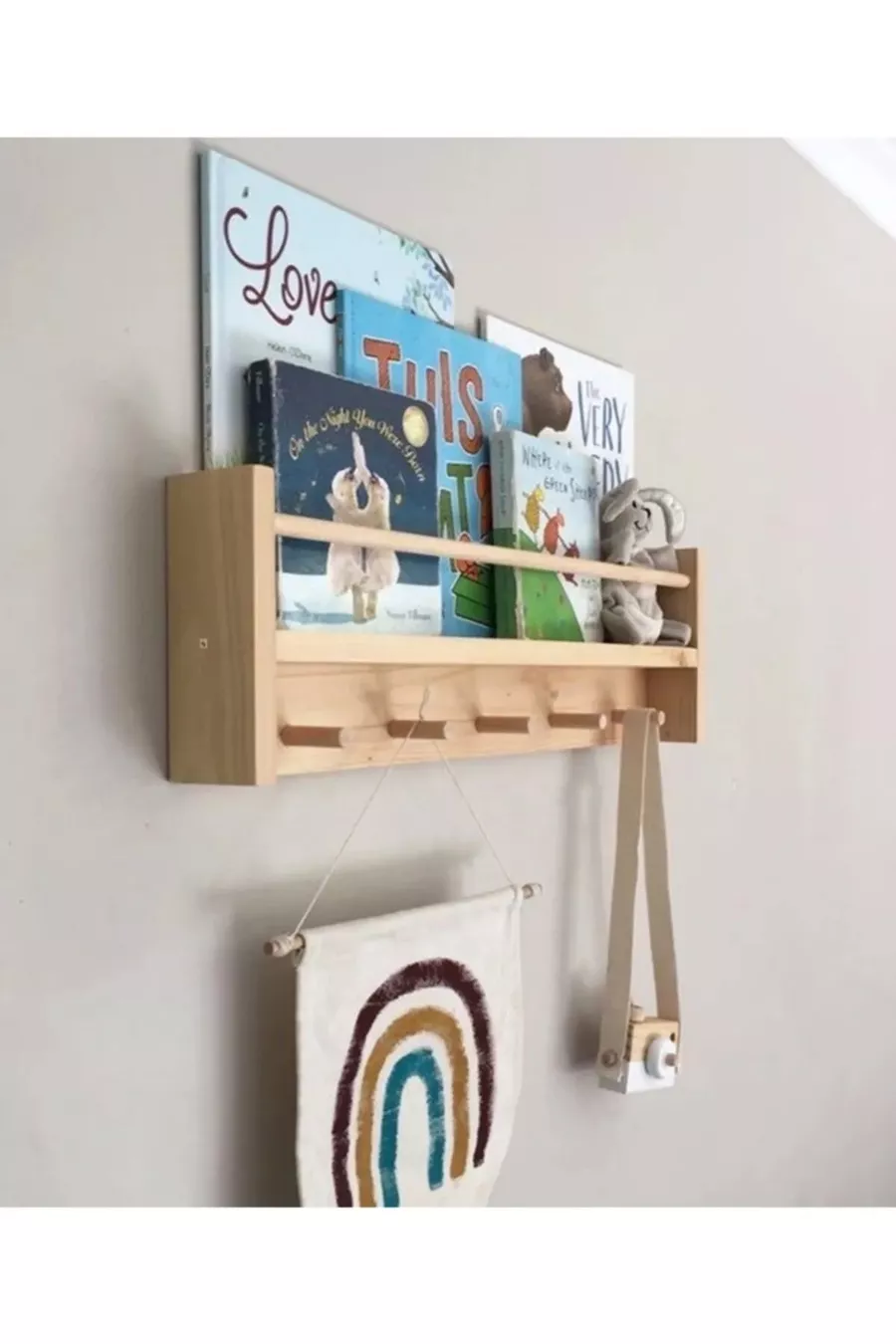 Bibliothèque Montessori en bois naturel Étagère murale pour enfants et bébé
