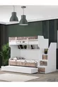 Lits superposés, Lit superposé Courageux avec tiroirs - Noyer 2 matelas confort