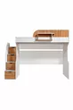 Lit superposé, lit superposé avec armoire et bureau, blanc-noix foncé, 1 matelas Comfort