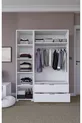 Armoire à vêtements Duru Mat Blanc à 3 portes et 2 tiroirs - Ensemble de garde-robe
