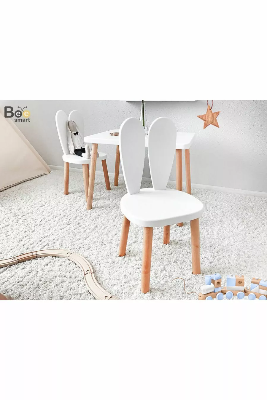 Table et chaise d'activité Montessori en bois, table et chaise Bunny