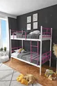 Lit superposé Koza Ranza compatible avec matelas, rose foncé, métal détachable