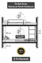 Lits superposés Tekno compatibles avec matelas, métal noir détachable