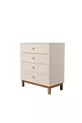 Commode Desa 4 tiroirs avec portes en MDF à glissières télescopiques (pieds en profilé MDF) Blanche - Panier