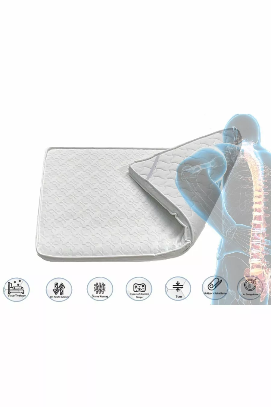 Matelas de lit Lüx Viscotrapy & Matelas entièrement orthopédique (Hauteur 7 CM)
