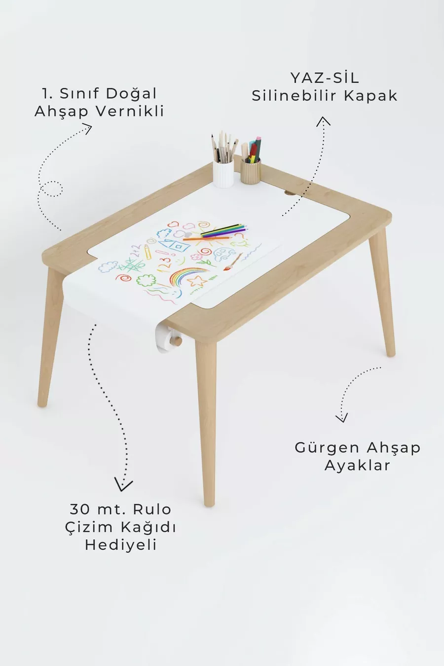 Table d'activités en bois résistante à l'eau avec 2 chaises en bois