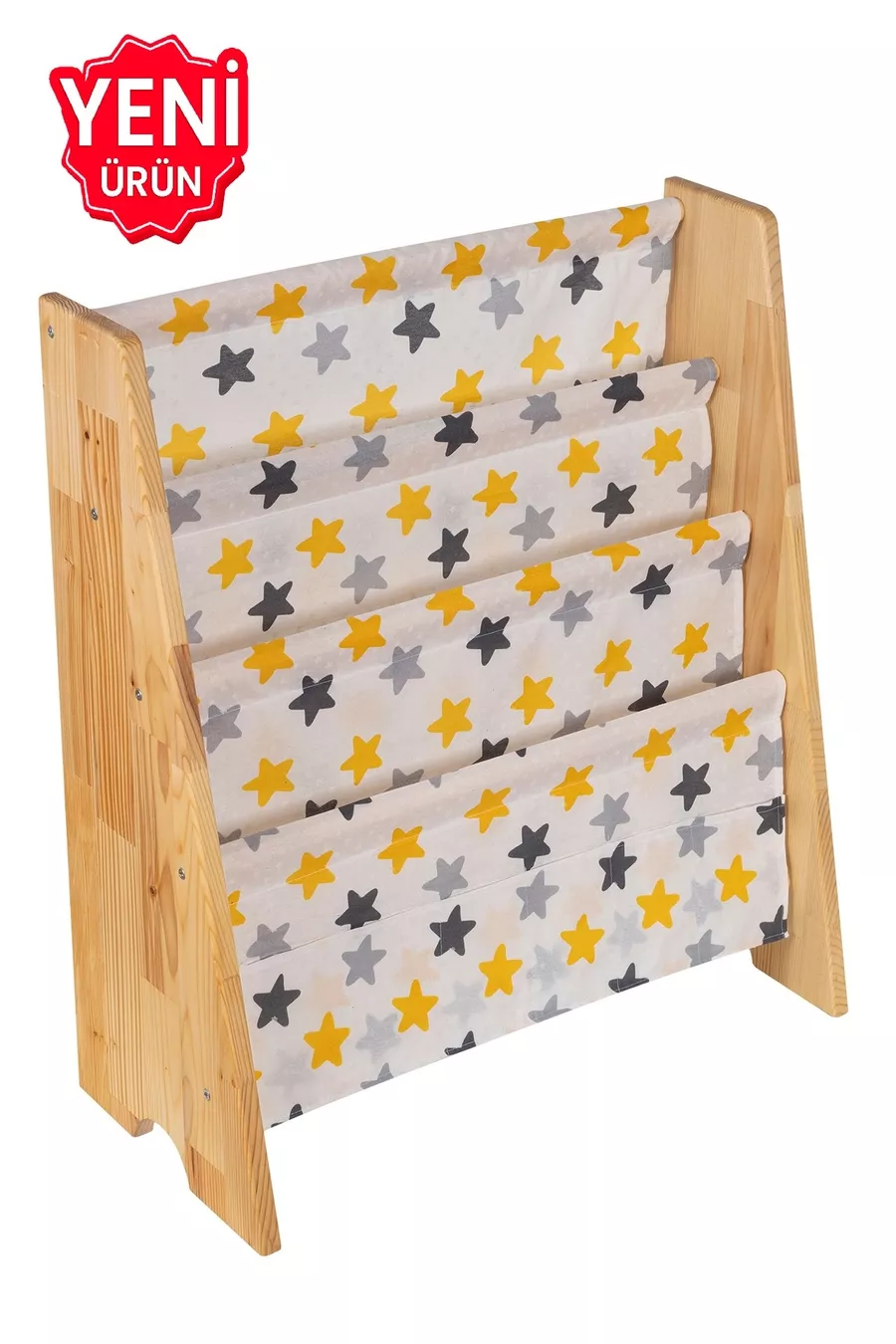 Bibliothèque Montessori en bois naturel, démontable, pour chambre d'enfant, crèche, école maternelle, étagère éducative avec tissu jaune