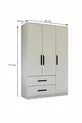 Gm  Modena Armoire Blanche à 3 Portes et 2 Tiroirs avec Poignées Noires