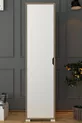Placard de salle de bain et de vêtements à une porte Nisan  cm en noyer clair et blanc avec 5 étagères - Armoire