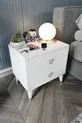Table de chevet simple à 2 tiroirs Blanc Argent