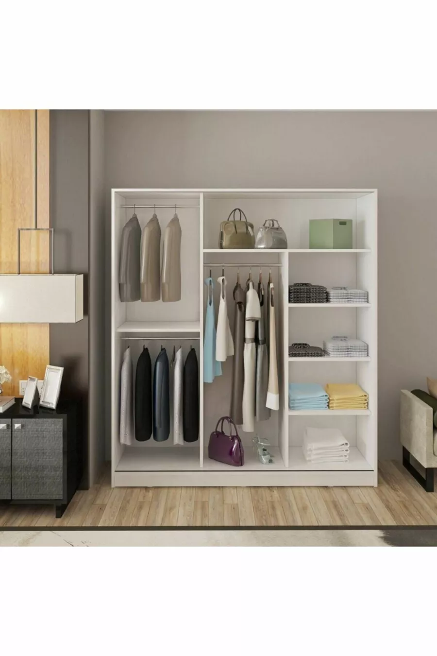 Armoire coulissante 3 portes Mdflam sans miroir