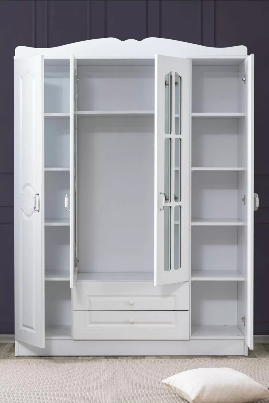 Armoire, Armoire à 4 portes MDF Country Nord, Blanche
