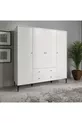 Armoire Focus 4 Portes Blanche (% MDF) - 4 Portes, 2 Tiroirs, Armoire sur Pieds