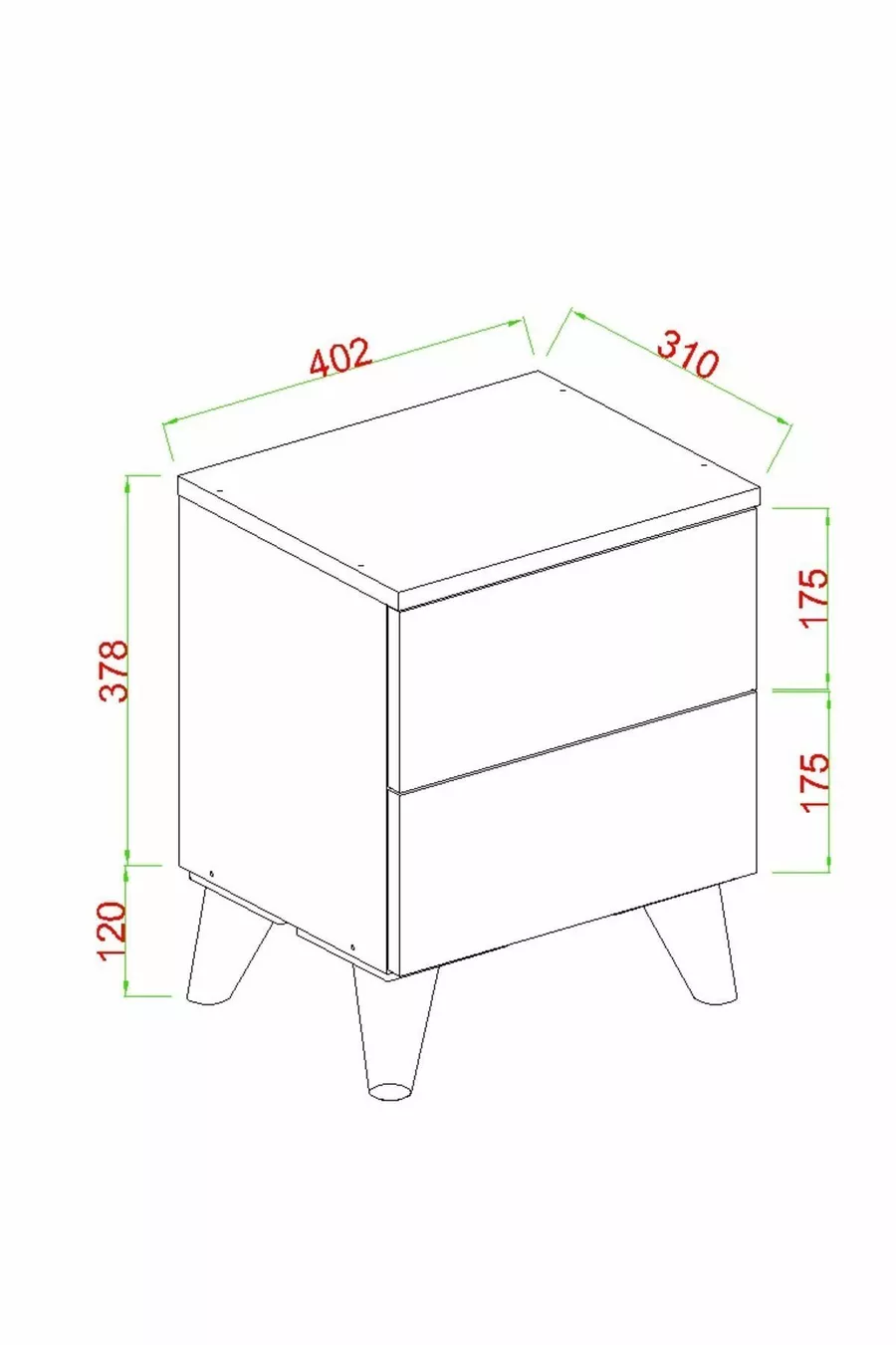 Table de chevet Artemis 2 tiroirs Pin Atlantique