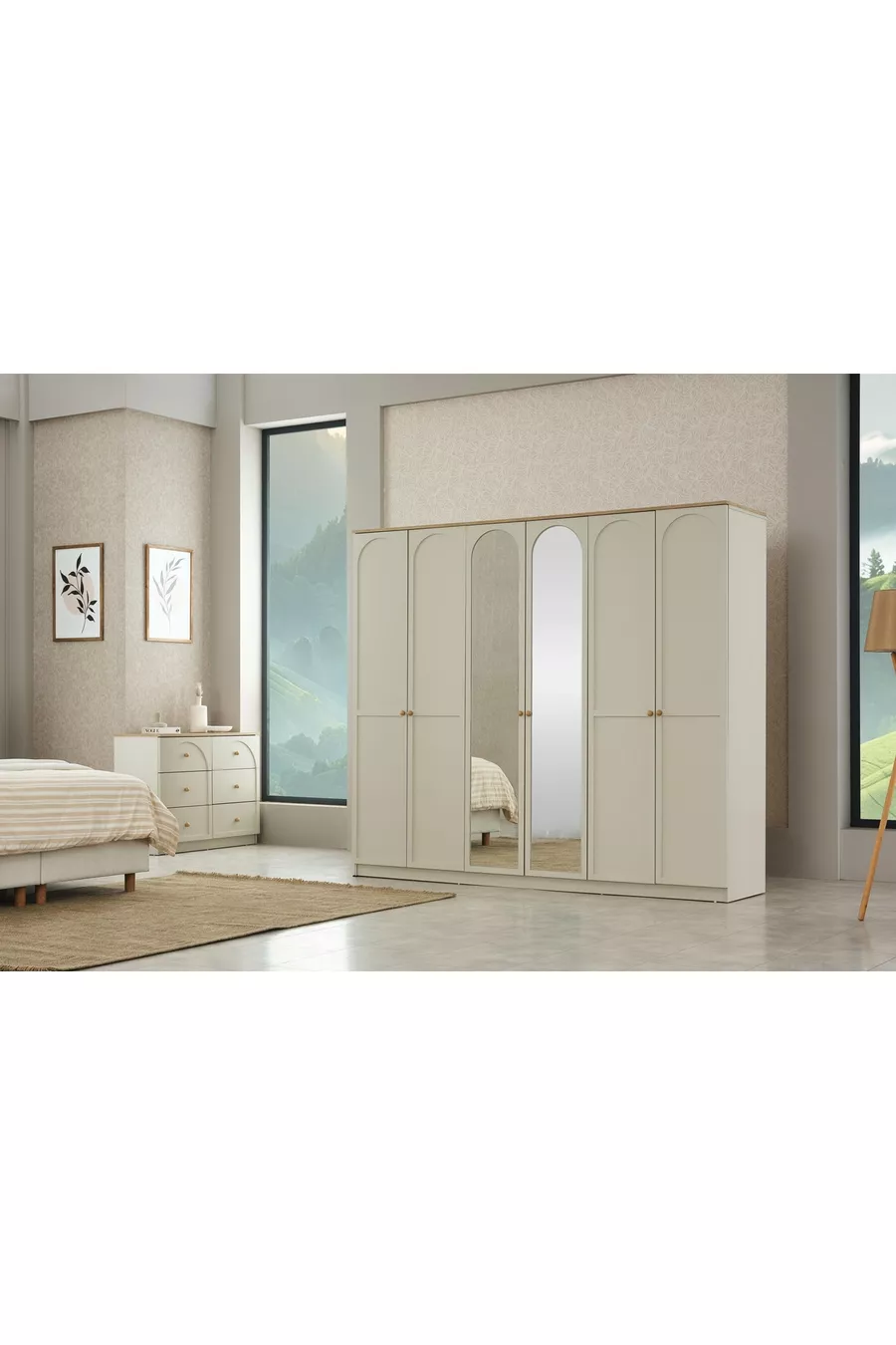 ENSEMBLE DE CHAMBRE À COUCHER CAPRA BOHÈME, 6 PORTES