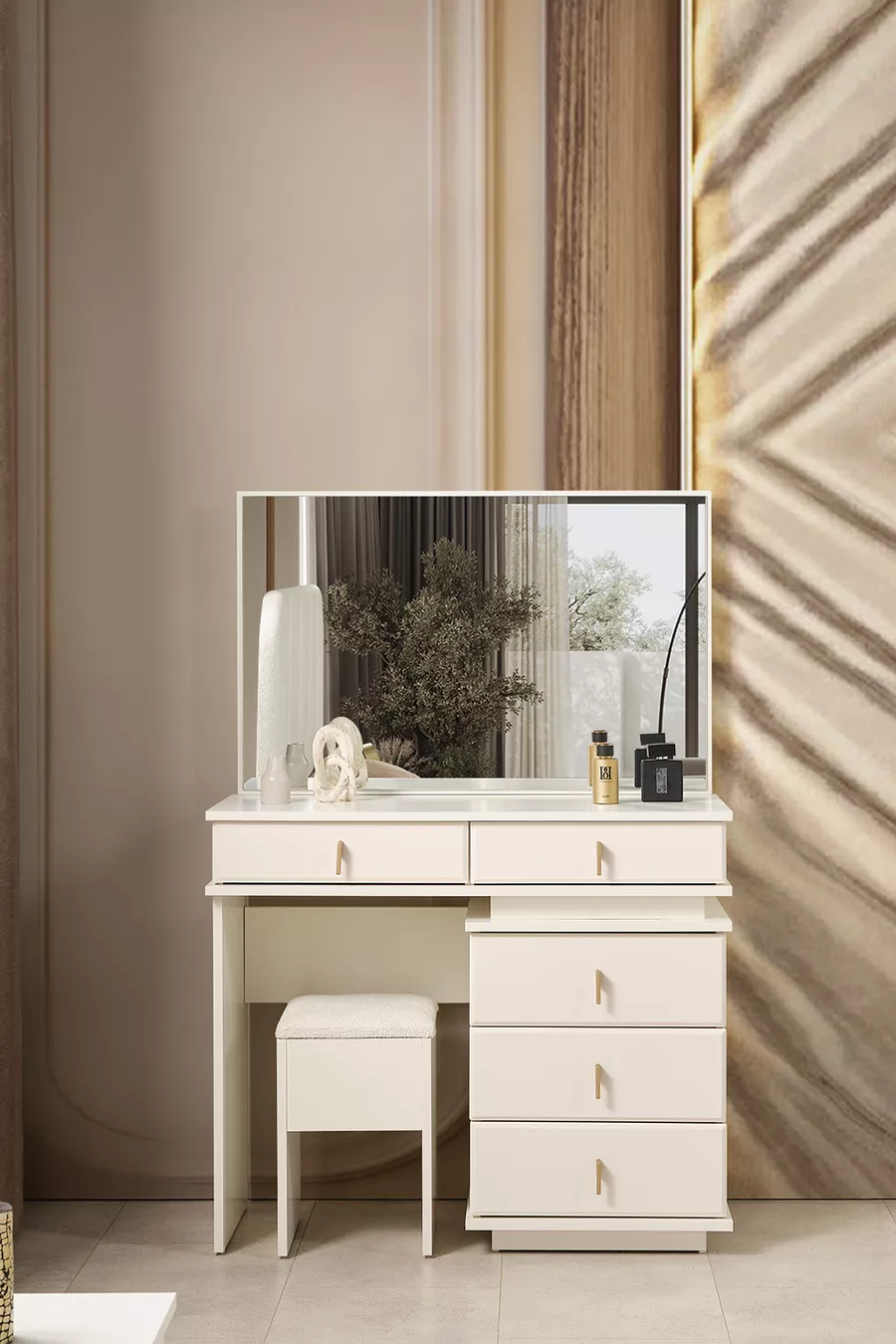 Ensemble de chambre à coucher moderne Masal Benchli à 6 portes