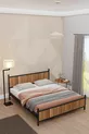Gm Lit Double Moderne Bois et Métal Noir Noyer