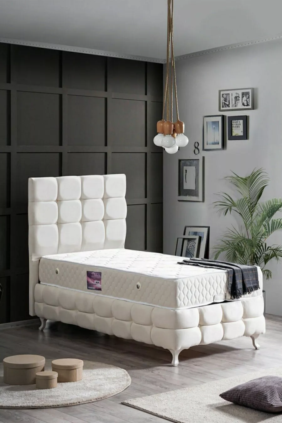 Ensemble Duke Lux Ikili, tête de lit pour lit simple