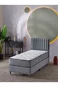 Ezgi Lit Simple (Cadre + Tête de lit + Matelas) Set de 3 pièces (Gris)