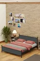 Gm Lit Double Moderne Bois et Métal Noir Anthracite Gris