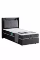 Ensemble Lit Double Zagreb, Tête de Lit et Sommier Simple, Anthracite