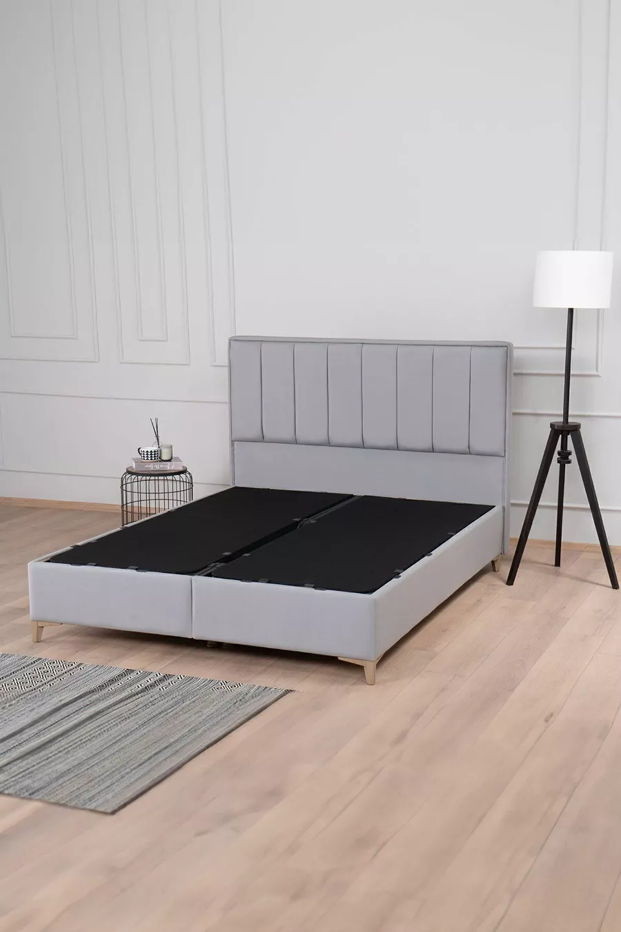 Ensemble Tête de Lit et Sommier avec Coffre Gold Therapy Gris (LIT NON INCLUS)