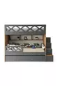 Lits superposés Mars avec tiroirs, anthracite & bois, support en acier, revêtement en membrane, 100% MDF