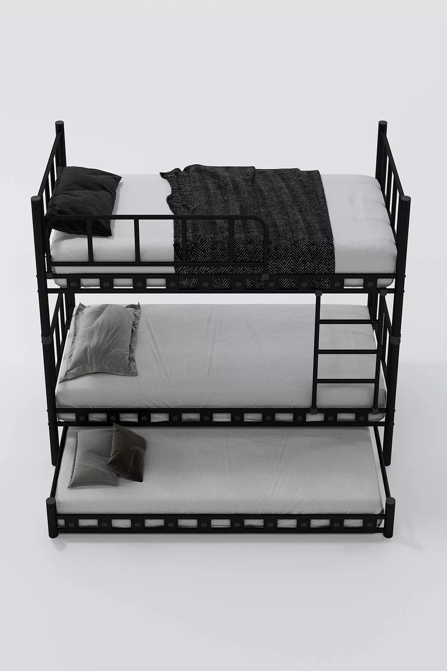 Chambre d'enfant pour jeunes avec lits superposés et lit métallique Zambak Yavrulu Noir