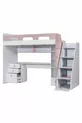 Lit superposé, bureau et bibliothèque Troya - Rose