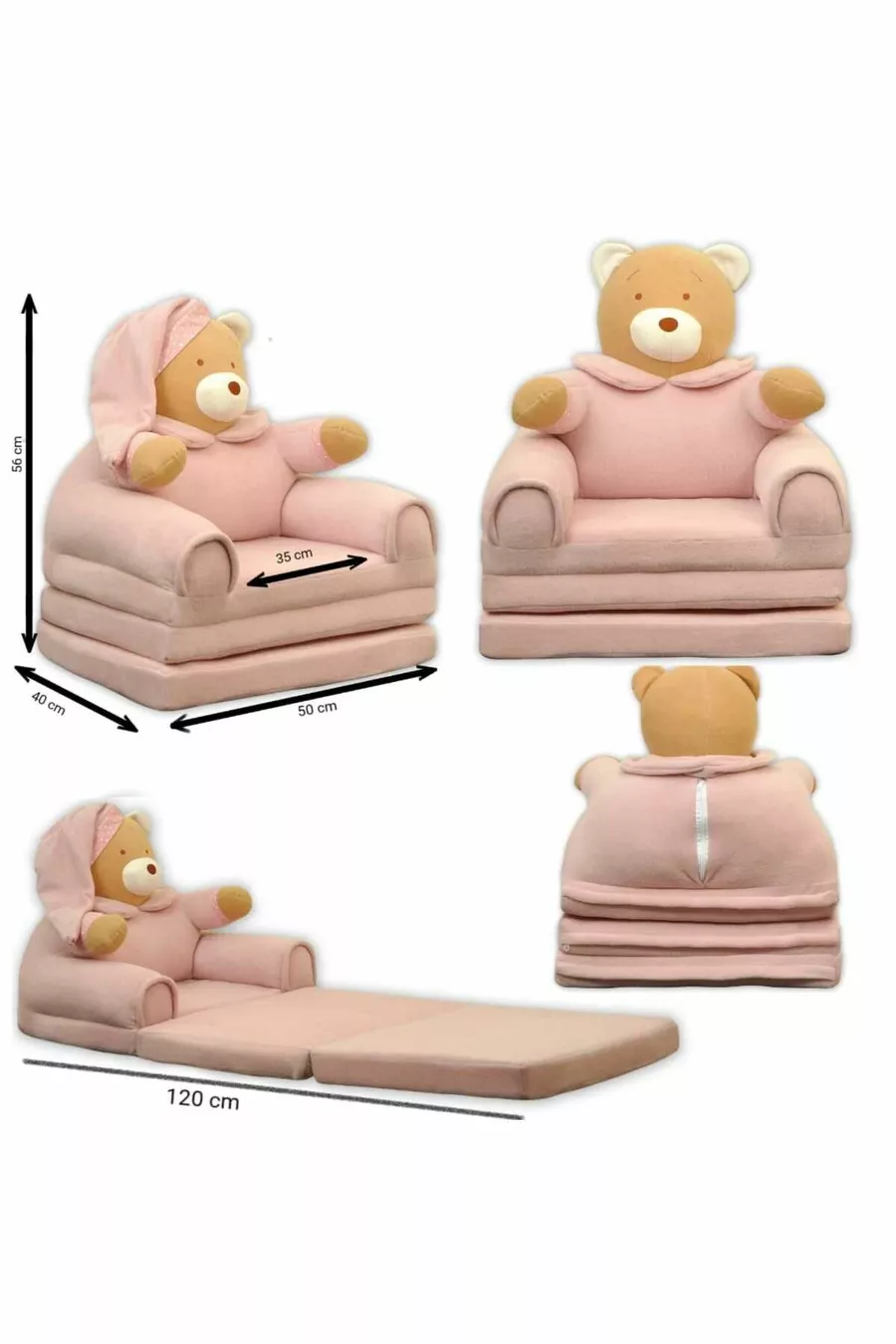 Lit d'enfant portable Polar à 3 niveaux avec siège pour enfant, mignon ours pour enfants