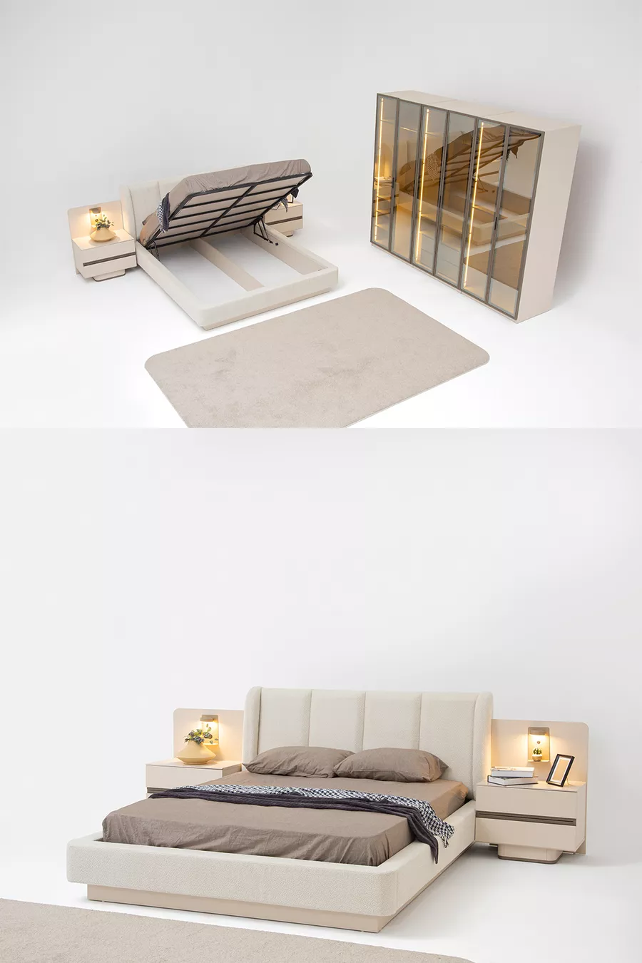 Ensemble de chambre à coucher Lumera avec portes en verre