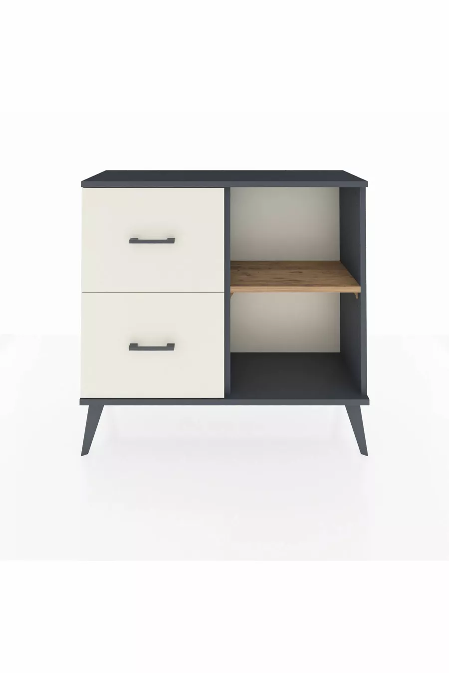 Commode Arges à une étagère, 2 tiroirs, Anthracite-Sapin/Mer de pierre